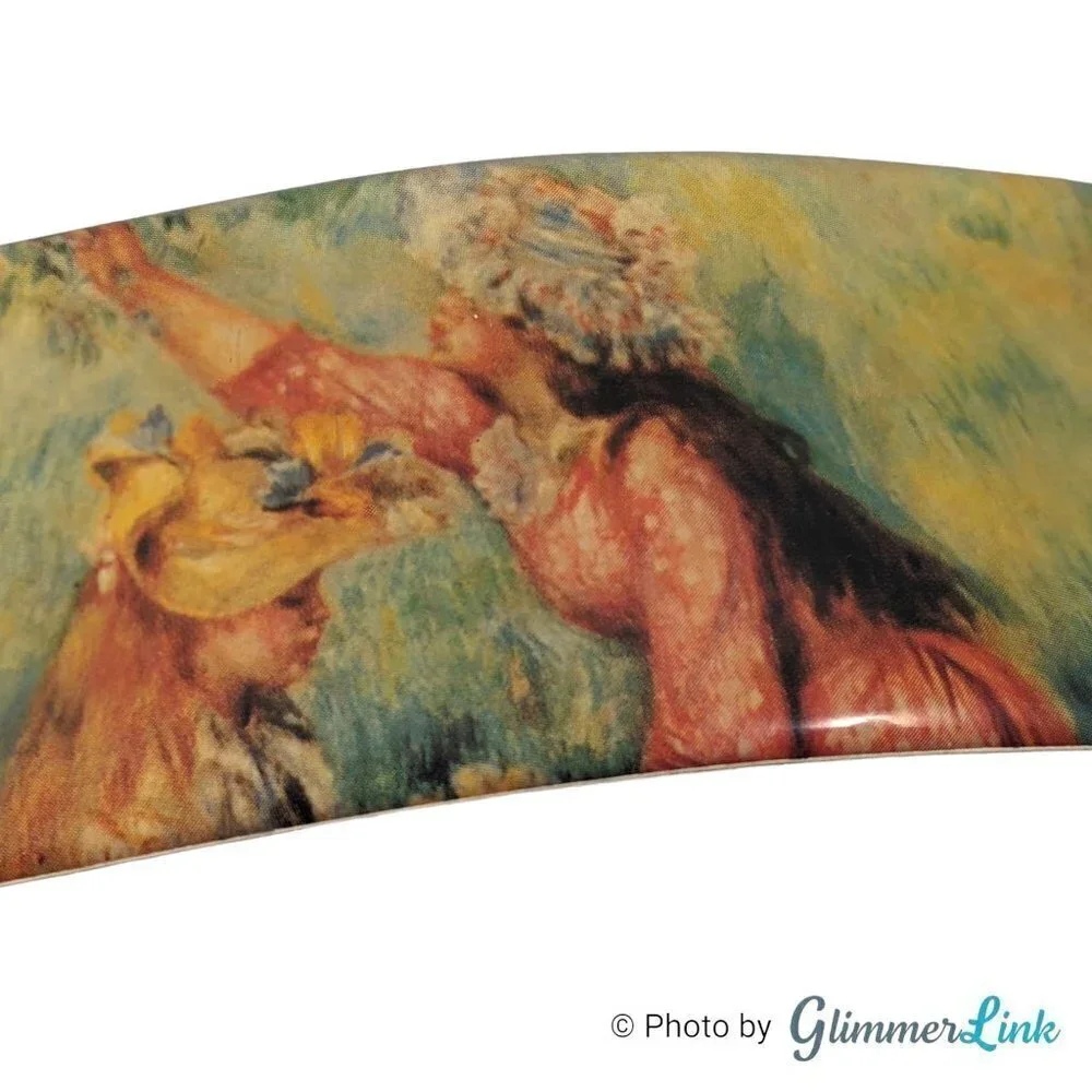 Renoir Girls In Garden Impressionist Art Print Rectangular French Hair Clip